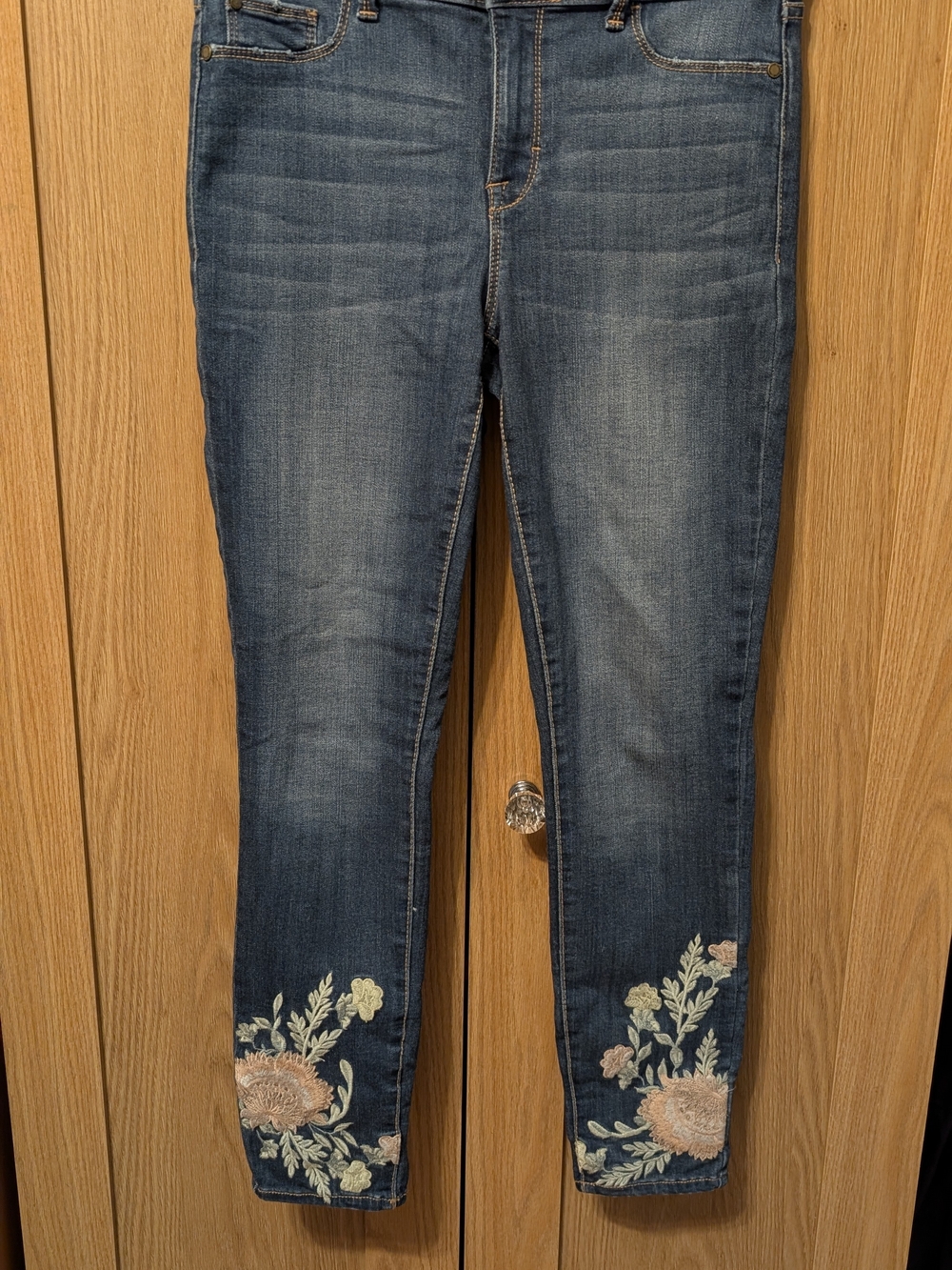 Jordache Dark Blue Embroidered Ankle Jeans